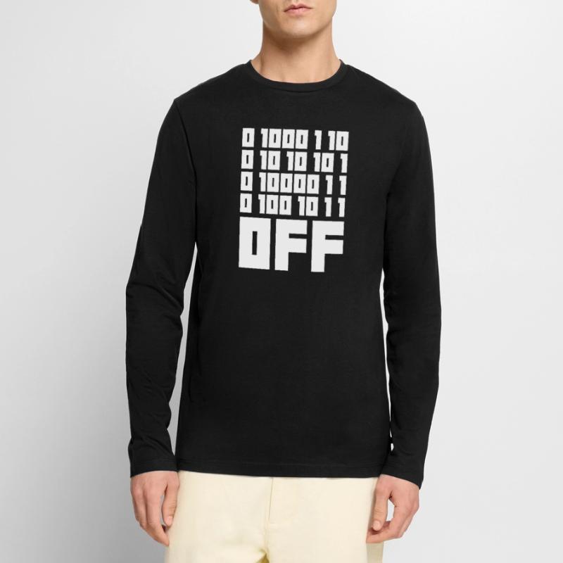 Binary Code F**k OFF – Humour Nerd & Geek Code T-shirt manches longues Premium bio Homme