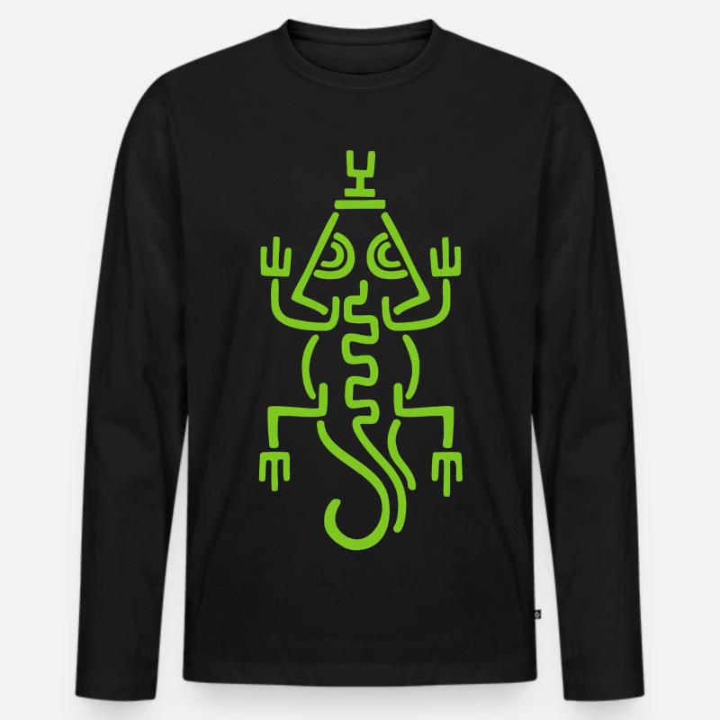 Stammes-Smaragdeidechse - Männer Premium Bio Langarmshirt - Schwarz