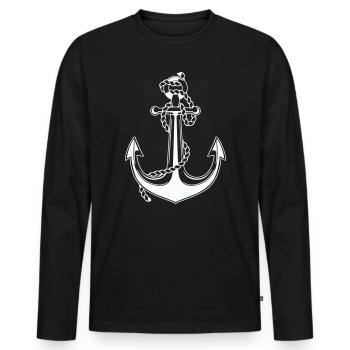 Anchor with rope motif - Men's Premium Organic Long Sleeve Shirt - black - Front - Nico (187cm)