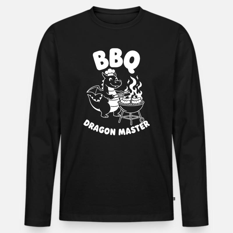 BBQ Drachenmeister Grill - Männer Premium Bio Langarmshirt - Schwarz
