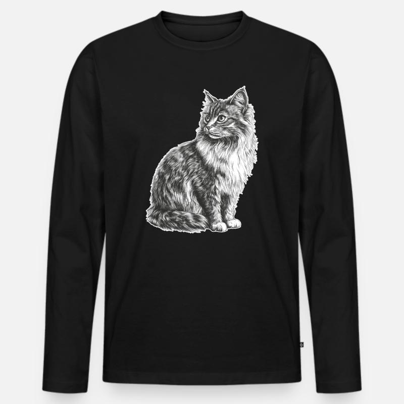 Katze - Männer Premium Bio Langarmshirt - Schwarz