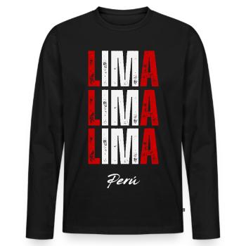 Lima Pérou, fierté péruvienne - T-shirt manches longues Premium bio Homme - noir - Devant - Nico (187cm)