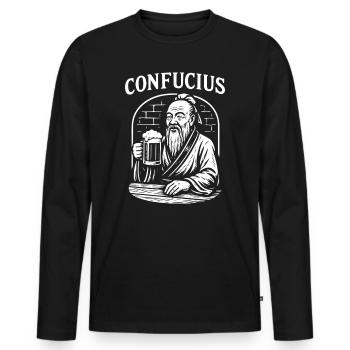 Confucius Toast gift - Men's Premium Organic Long Sleeve Shirt - black - Front - Nico (187cm)