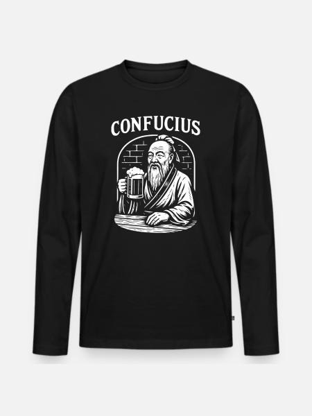 Confucius Toast gift - Men's Premium Organic Long Sleeve Shirt - black
