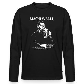 Machiavelli Brew Portrait - Men's Premium Organic Long Sleeve Shirt - black - Front - Nico (187cm)