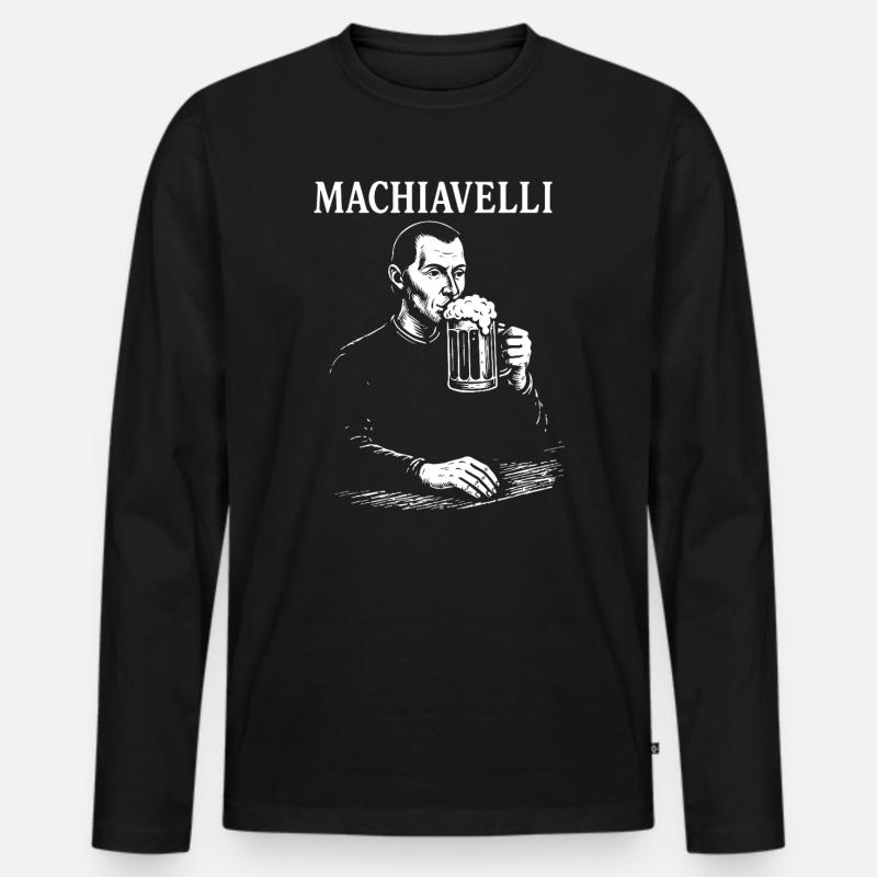 Machiavelli Brew Porträt - Männer Premium Bio Langarmshirt - Schwarz