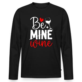Drôle Sois à Moi Vin, Amoureux du vin de la Saint-Valentin - T-shirt manches longues Premium bio Homme - noir - Devant - Nico (187cm)