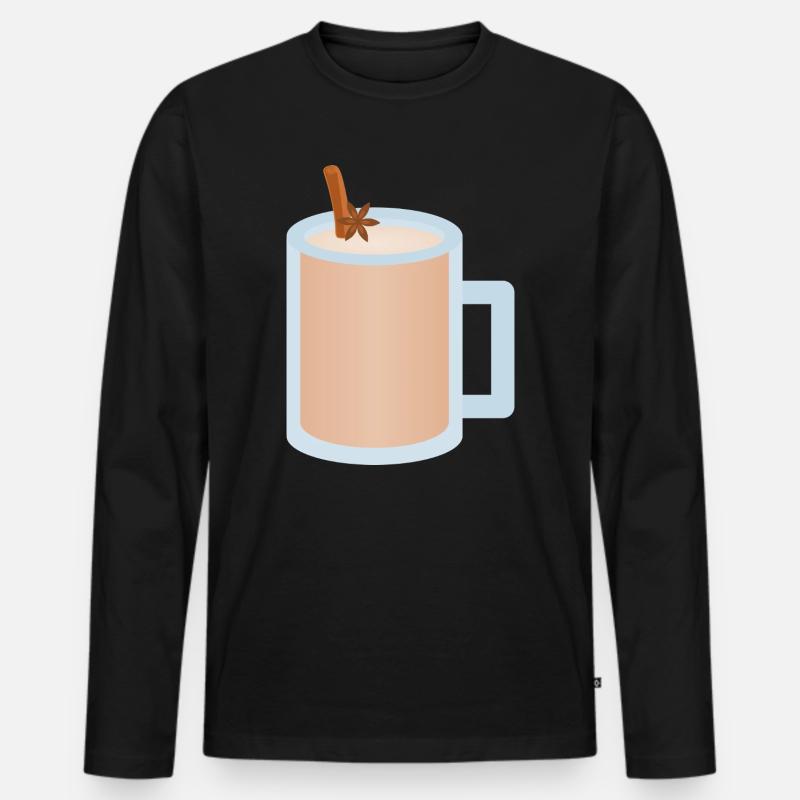 Chai Latte Becher Illustration - Männer Premium Bio Langarmshirt - Schwarz