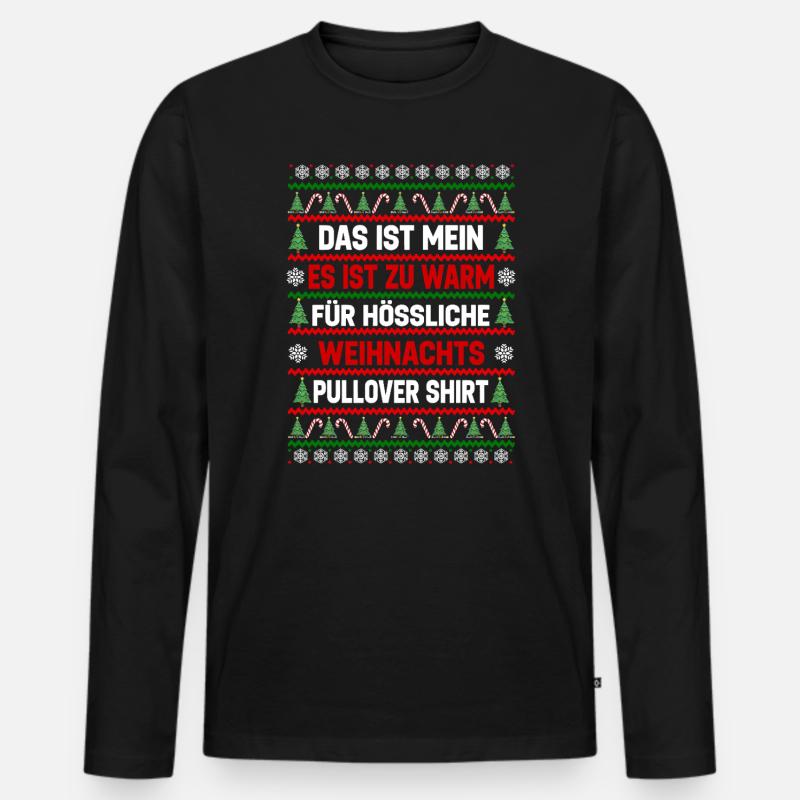 Zu Warm Für Hässliche Weihnachtspullover - Männer Premium Bio Langarmshirt - Schwarz