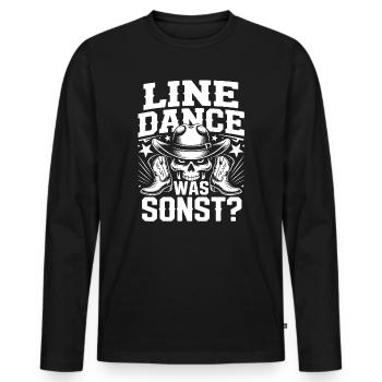 Line Dance Skull Cowboy - Men's Premium Organic Long Sleeve Shirt - black - Front - Nico (187cm)