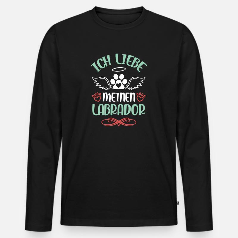 Ich liebe Labrador Engelsflügel - Männer Premium Bio Langarmshirt - Schwarz