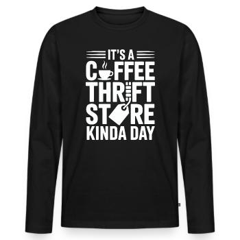 Coffee Thrift Store Kindaday Day - Men's Premium Organic Long Sleeve Shirt - black - Front - Nico (187cm)