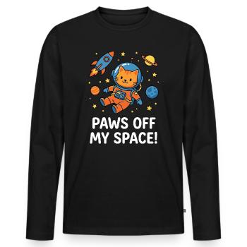 Paws Off My Space! - Männer Premium Bio Langarmshirt - Schwarz - Vorne - Nico (187cm)