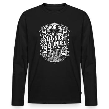 Stil Nicht Gefunden – Error 404 - Männer Premium Bio Langarmshirt - Schwarz - Vorne - Nico (187cm)