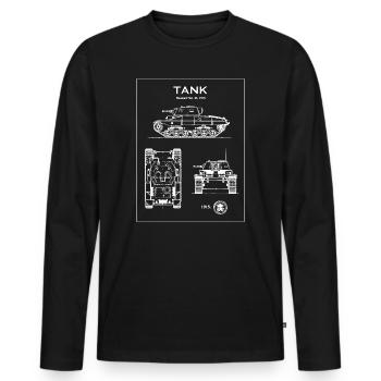 Silhouette du plan du char - T-shirt manches longues Premium bio Homme - noir - Devant - Nico (187cm)