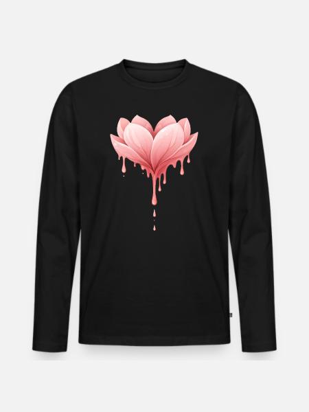 Lotus flower with drops illustration - Men's Premium Organic Long Sleeve Shirt - black