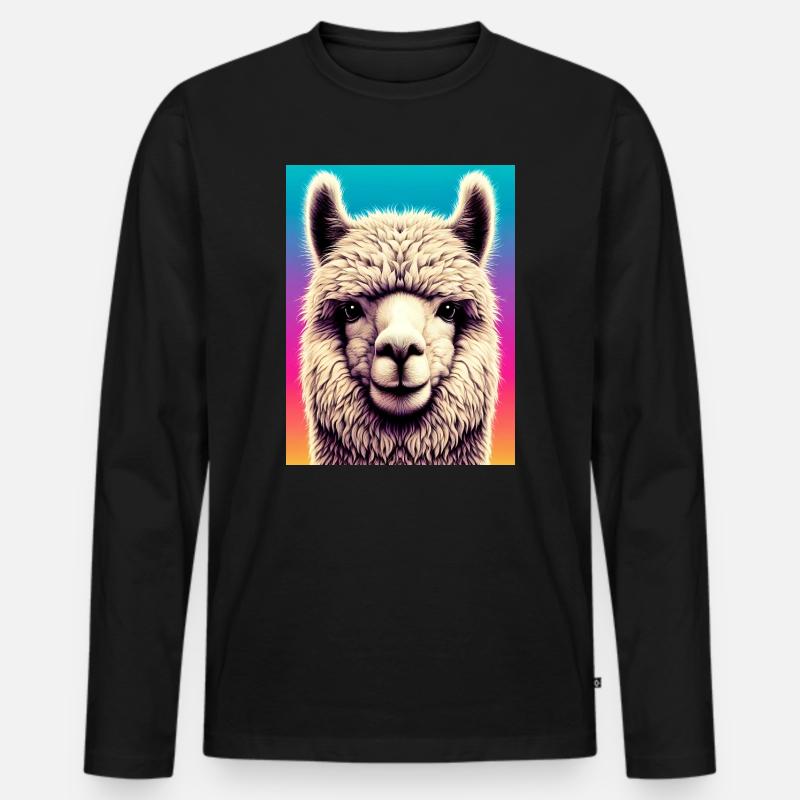 Alpaka - Männer Premium Bio Langarmshirt - Schwarz