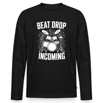 Schlagzeug Beat Drop Incoming Drumset Drums - Men's Premium Organic Long Sleeve Shirt - black - Front - Nico (187cm)