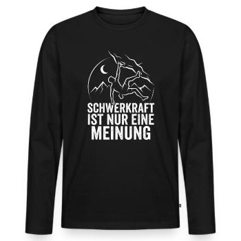 Klettern, Bouldern, Bergsteigen, Retro, Kletterer, - Männer Premium Bio Langarmshirt - Schwarz - Vorne - Nico (187cm)