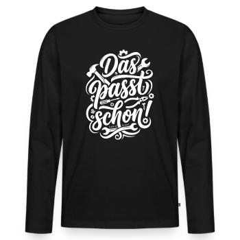 Das passt schon Handwerker Spruch - Männer Premium Bio Langarmshirt - Schwarz - Vorne - Nico (187cm)