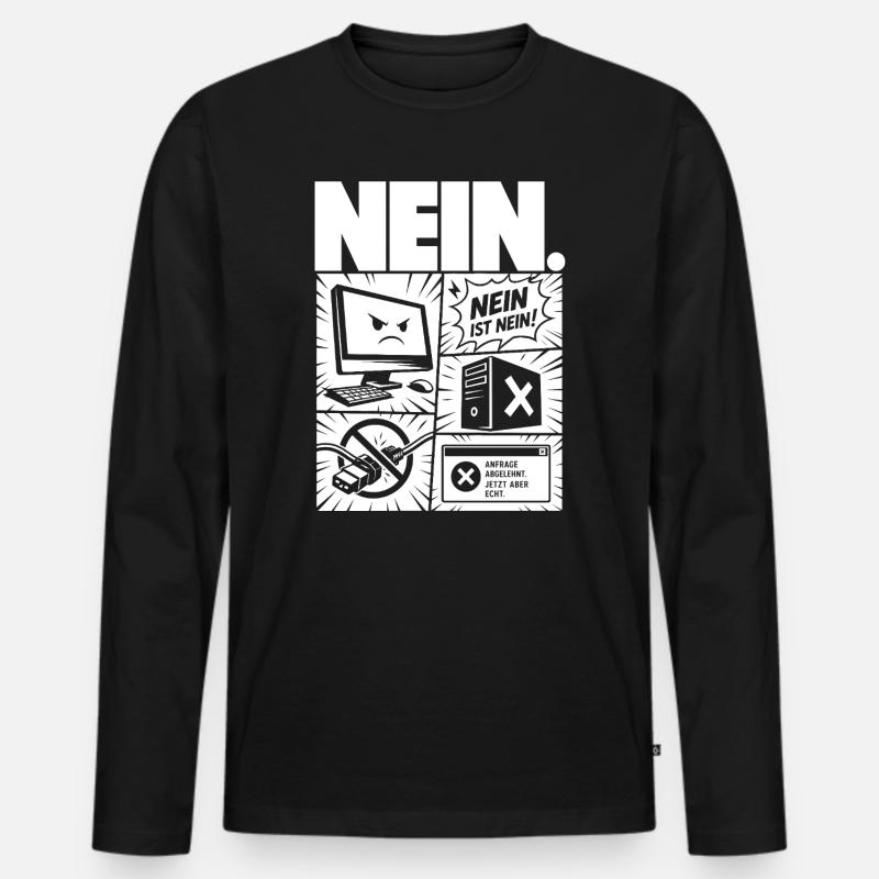 Nein ist Nein Computer IT Design - Männer Premium Bio Langarmshirt - Schwarz