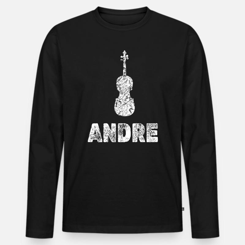 Geige Andre - Männer Premium Bio Langarmshirt - Schwarz