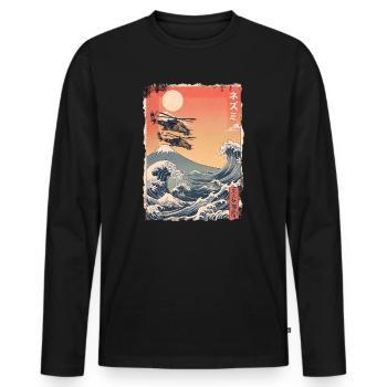 Kawaii Anti Krieg - Männer Premium Bio Langarmshirt - Schwarz - Vorne - Nico (187cm)