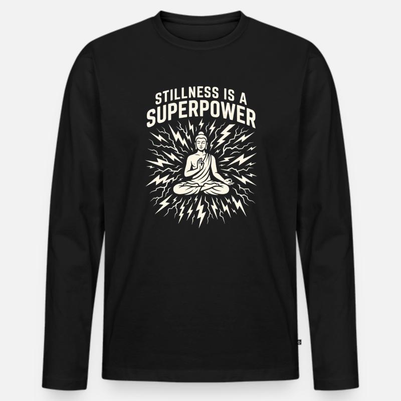 Power Of Stillness - Männer Premium Bio Langarmshirt - Schwarz