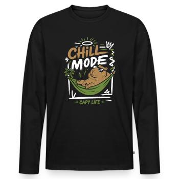 Chill Mode Capy Life - Männer Premium Bio Langarmshirt - Schwarz - Vorne - Nico (187cm)