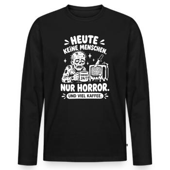 Horror Kaffee Zombie Humor - Männer Premium Bio Langarmshirt - Schwarz - Vorne - Nico (187cm)