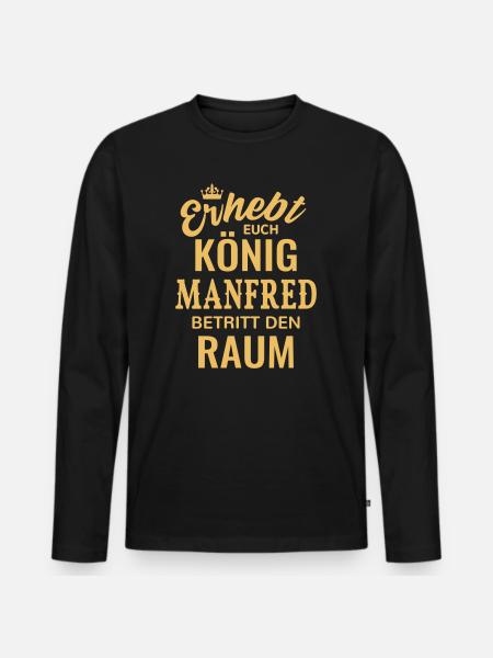 Manfred Geschenk - Männer Premium Bio Langarmshirt - Schwarz