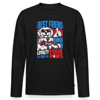 Best Friend Loyalty Four Paws - Männer Premium Bio Langarmshirt - Schwarz - Vorne - Nico (187cm)