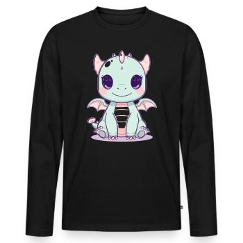 Mintdrache mit Flügeln - Männer Premium Bio Langarmshirt - Schwarz - Vorne - Nico (187cm)