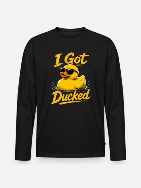 Ich wurde geduckt – Enten-Sonnenbrille - Männer Premium Bio Langarmshirt - Schwarz