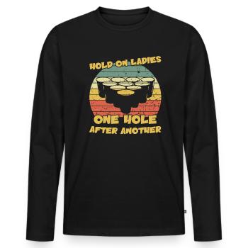 Hold on Ladies One Hole after Another / Beer pong - T-shirt manches longues Premium bio Homme - noir - Devant - Nico (187cm)