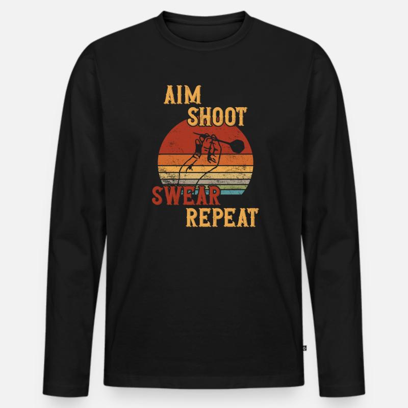 Aim Shoot Swear Repeat / Darts - Männer Premium Bio Langarmshirt - Schwarz