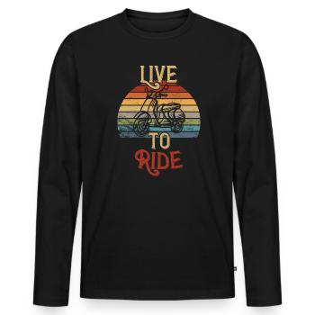 Live to Ride / Cyclomoteur - T-shirt manches longues Premium bio Homme - noir - Devant - Nico (187cm)