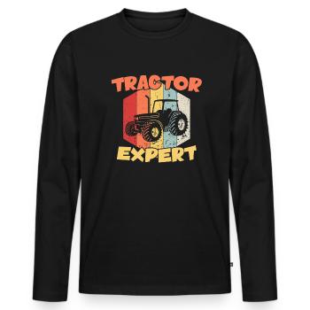 Tractor Expert / Traktor - Men's Premium Organic Long Sleeve Shirt - black - Front - Nico (187cm)