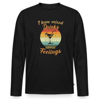 I have mixed Drinks about Feelings / Cocktail - Men's Premium Organic Long Sleeve Shirt - black - Front - Nico (187cm)