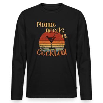 Mama needs a Cocktail / Cocktail - Men's Premium Organic Long Sleeve Shirt - black - Front - Nico (187cm)