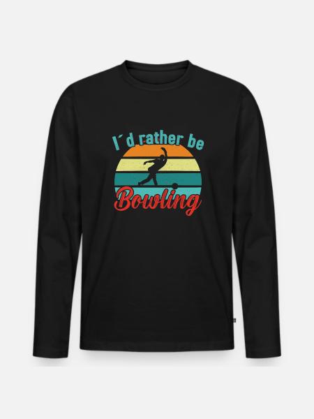 I´d rather be Bowling / Bowling - Männer Premium Bio Langarmshirt - Schwarz