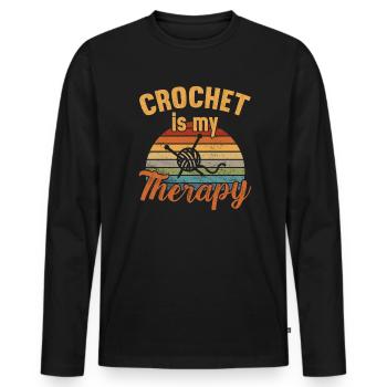 Crochet is my Therapy / Häkeln - Männer Premium Bio Langarmshirt - Schwarz - Vorne - Nico (187cm)