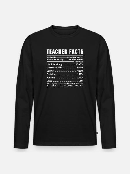 Faits sur l’enseignant - T-shirt manches longues Premium bio Homme - noir