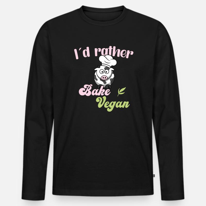 I'd rather bake vegan - Männer Premium Bio Langarmshirt - Schwarz