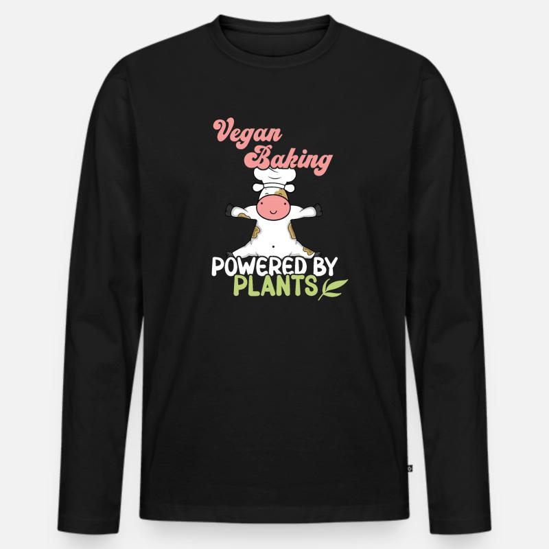 Powered by Plants - Männer Premium Bio Langarmshirt - Schwarz