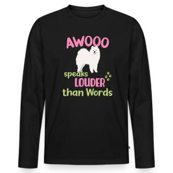 AWOOO parle plus fort que les mots - T-shirt manches longues Premium bio Homme - noir - Devant - Nico (187cm)