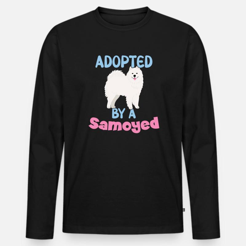 Von einem Samojeden adoptiert - Männer Premium Bio Langarmshirt - Schwarz
