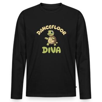 Dancefloor Diva - Schildkröte Tanzen - Männer Premium Bio Langarmshirt - Schwarz - Vorne - Nico (187cm)
