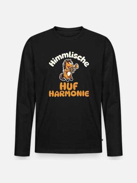 Himmlische Huf-Harmonie - Pferd Trompete - Männer Premium Bio Langarmshirt - Schwarz