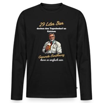 29 Liter Bier - Gesunde Ernährung so einfach - Männer Premium Bio Langarmshirt - Schwarz - Vorne - Nico (187cm)